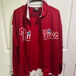 Stitches Red & White Phillies Jacket Size Large MLB Baseball